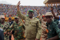 Les Officiers de la Junte militaire nigérienne au stade de Niamey, le 6 août 2023. Balima Boureima/Anadolu Agency via Getty Images